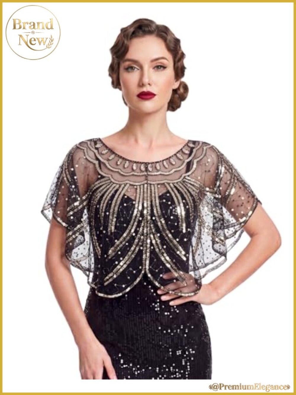 1920s Shawl Wrap Mesh Sequin Evening Cape Gatsby Vintage Shawl